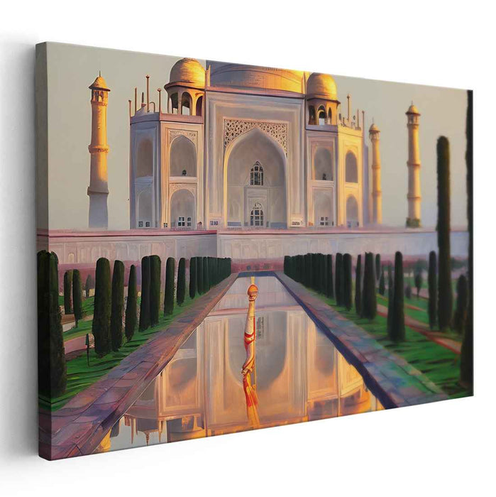Mornings Whispering in Marble: Vibrant Interpretation of the Taj Mahal at Dawn