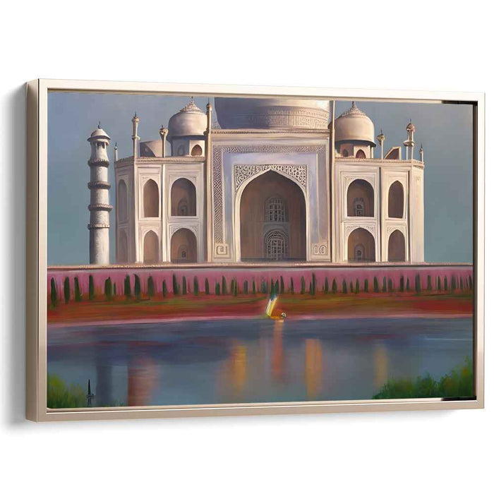 Twilight Majesty Emerging: The Taj Mahal at Dusk Canvas Art Print