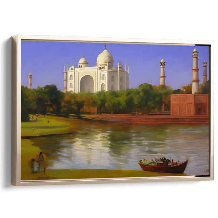 Architectural Dreams: Realistic Taj Mahal Landscape Canvas Art Print