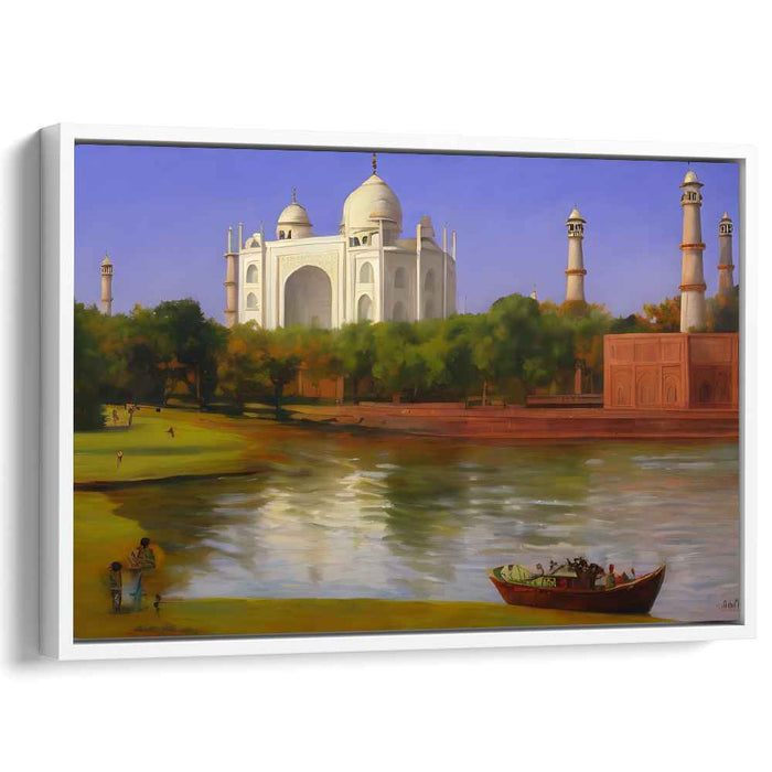 Architectural Dreams: Realistic Taj Mahal Landscape Canvas Art Print