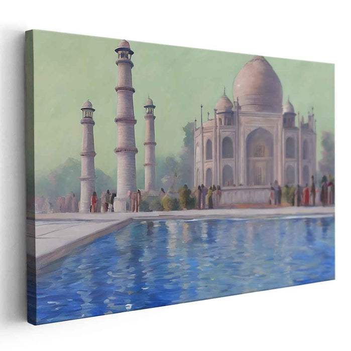 Mughal Pastel Majesty: Serene Taj Mahal in Pastel Tones Canvas Art