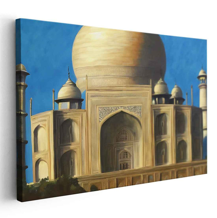 Monumental Reflections: Realistic Taj Mahal Architectural Canvas Art Print