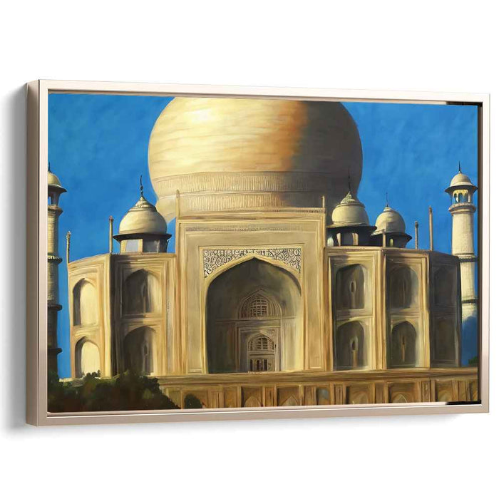 Monumental Reflections: Realistic Taj Mahal Architectural Canvas Art Print