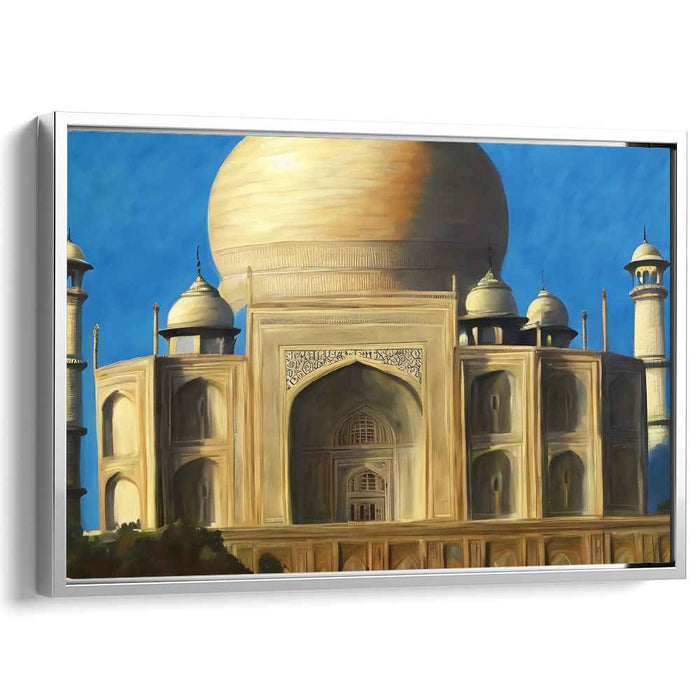 Monumental Reflections: Realistic Taj Mahal Architectural Canvas Art Print
