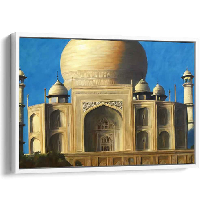 Monumental Reflections: Realistic Taj Mahal Architectural Canvas Art Print