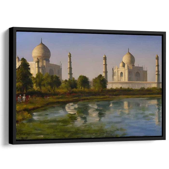 Mirrored Magnificence: Realistic Taj Mahal Reflection Canvas Art Print