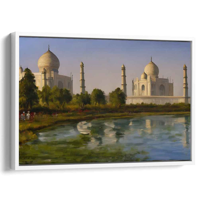 Mirrored Magnificence: Realistic Taj Mahal Reflection Canvas Art Print
