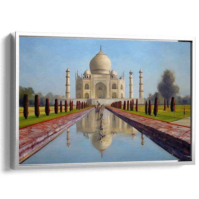 Mystic Marble Palace: Realistic Taj Mahal at Dawn Canvas Art Print