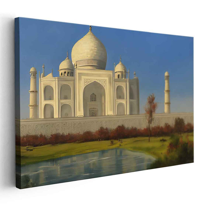 Majestic Marble Majesty: The Taj Mahal Canvas Art Print