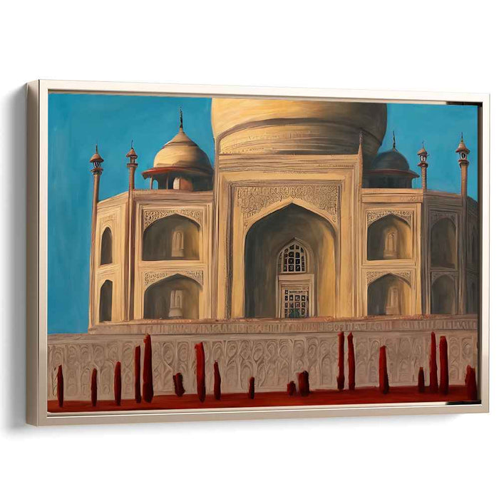 Misty Sunrise Wonder: Realistic Canvas Print of the Taj Mahal in Morning Light