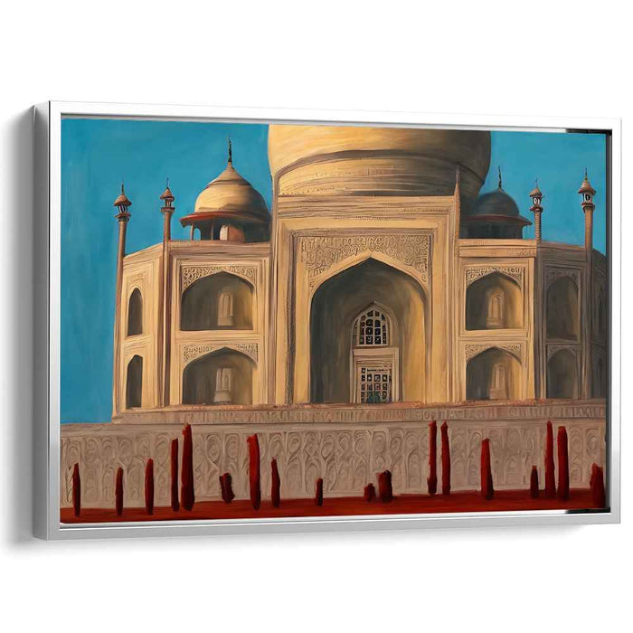 Misty Sunrise Wonder: Realistic Canvas Print of the Taj Mahal in Morning Light