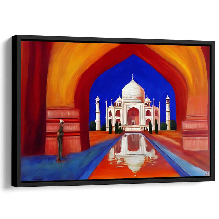 Surreal Majesty: Vivid Taj Mahal Under Celestial Arch Canvas Art