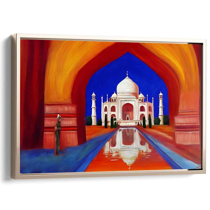 Surreal Majesty: Vivid Taj Mahal Under Celestial Arch Canvas Art