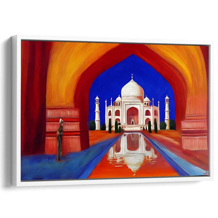Surreal Majesty: Vivid Taj Mahal Under Celestial Arch Canvas Art
