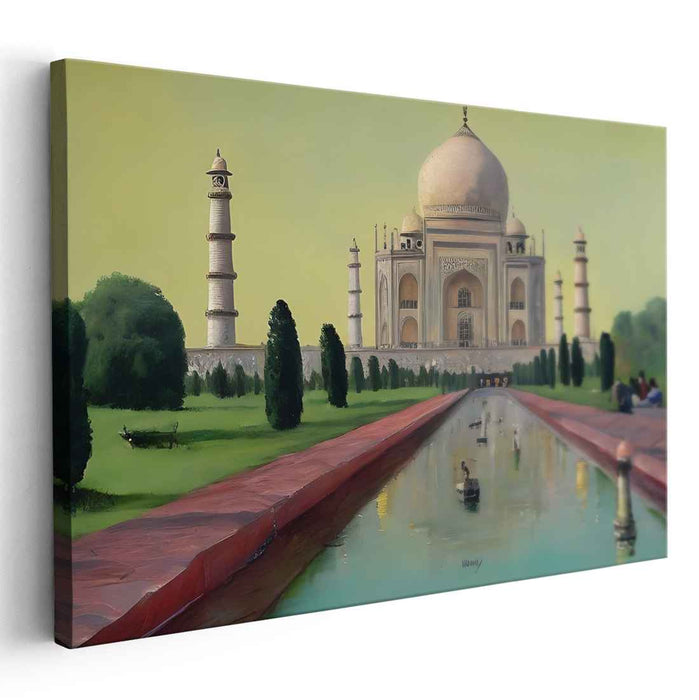 Taj Twilight Illusion: Realistic Depiction of the Taj Mahal at Dusk