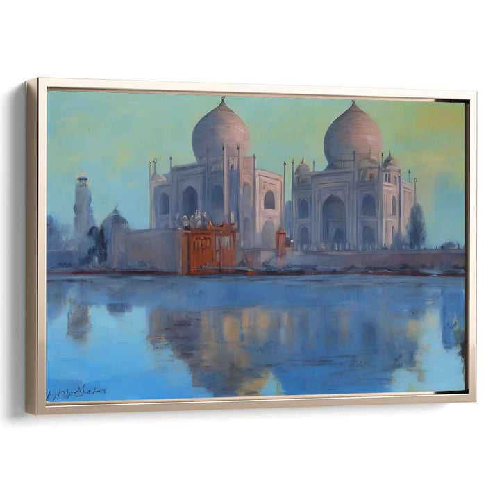 Morning Majesty: The Taj Mahal at Dawn Canvas Art Print