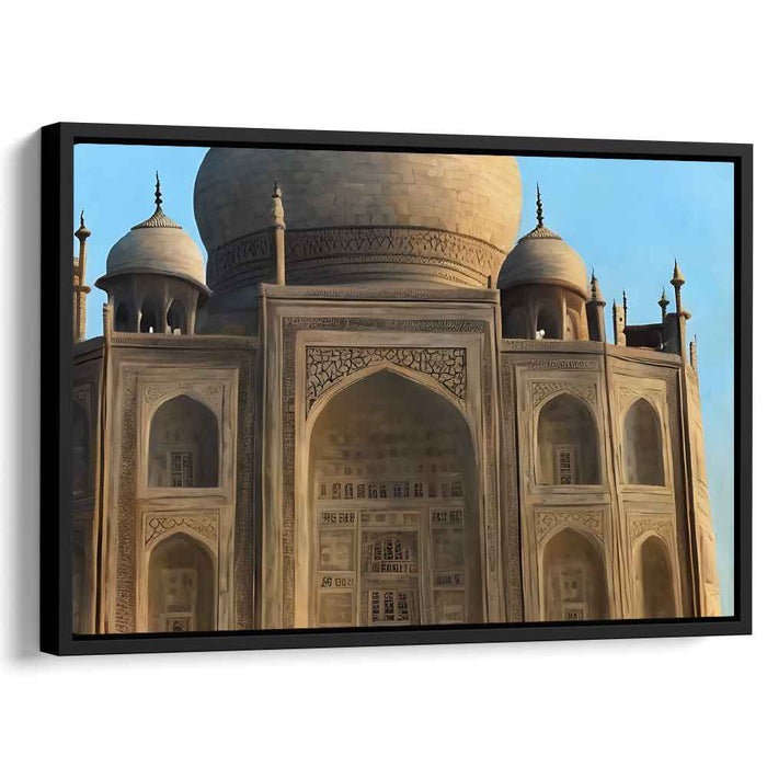 Majestic Facade: Realistic Taj Mahal Architectural Canvas Art Print