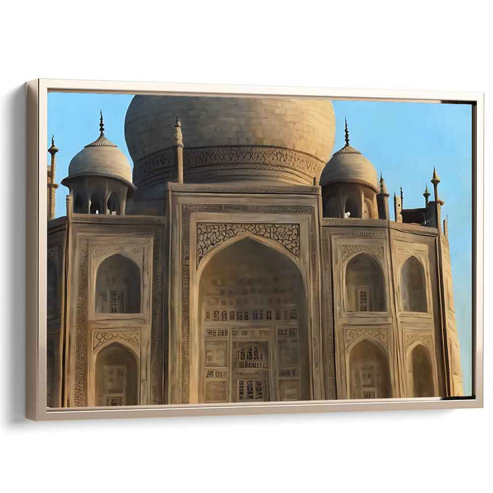 Majestic Facade: Realistic Taj Mahal Architectural Canvas Art Print