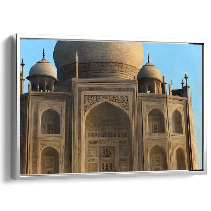 Majestic Facade: Realistic Taj Mahal Architectural Canvas Art Print