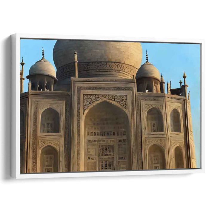 Majestic Facade: Realistic Taj Mahal Architectural Canvas Art Print
