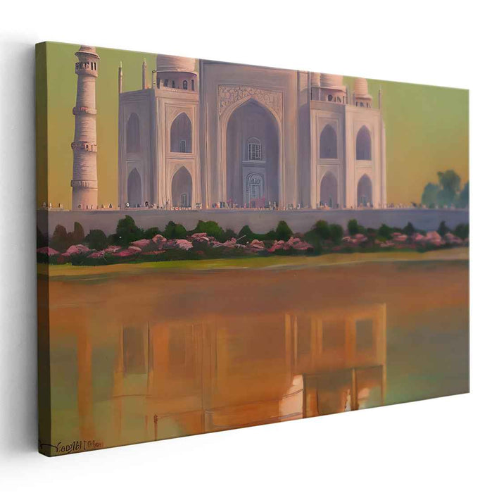 Majesty Aglow: The Taj Mahal at Sunset Canvas Art Print