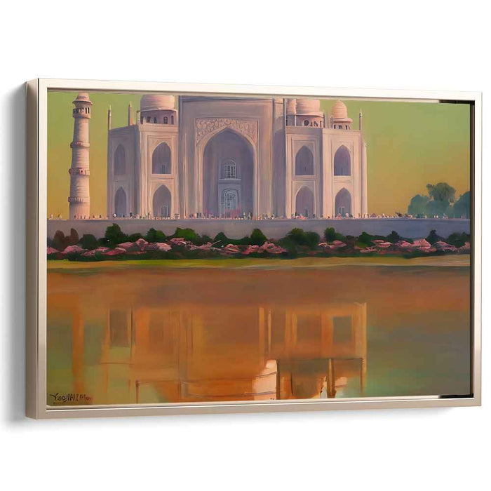 Majesty Aglow: The Taj Mahal at Sunset Canvas Art Print