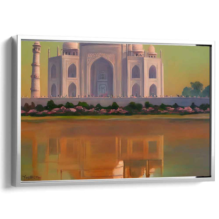 Majesty Aglow: The Taj Mahal at Sunset Canvas Art Print