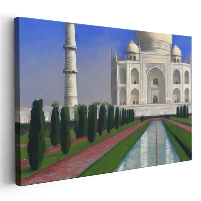 Architectural Elegance Transcendence: Realistic Taj Mahal Canvas Art Print