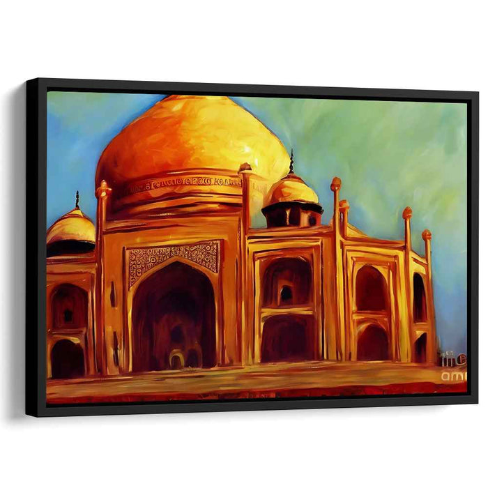 Ethereal Monument Illumination: The Taj Mahal in Radiant Glory Canvas Art Print