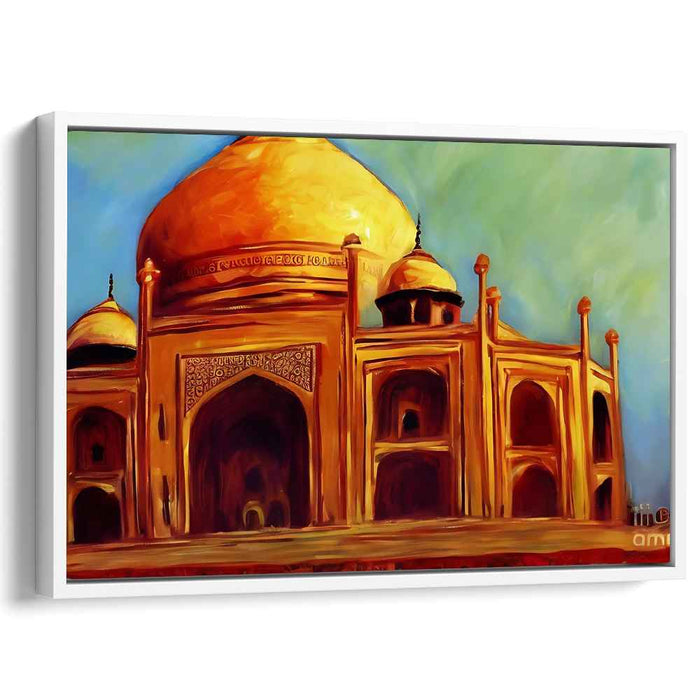 Ethereal Monument Illumination: The Taj Mahal in Radiant Glory Canvas Art Print