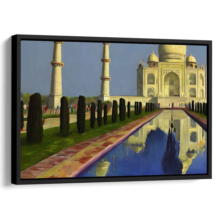 Ethereal Marble Mirage: Realistic Taj Mahal Reflective Canvas Art Print