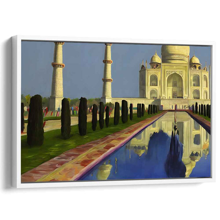 Ethereal Marble Mirage: Realistic Taj Mahal Reflective Canvas Art Print