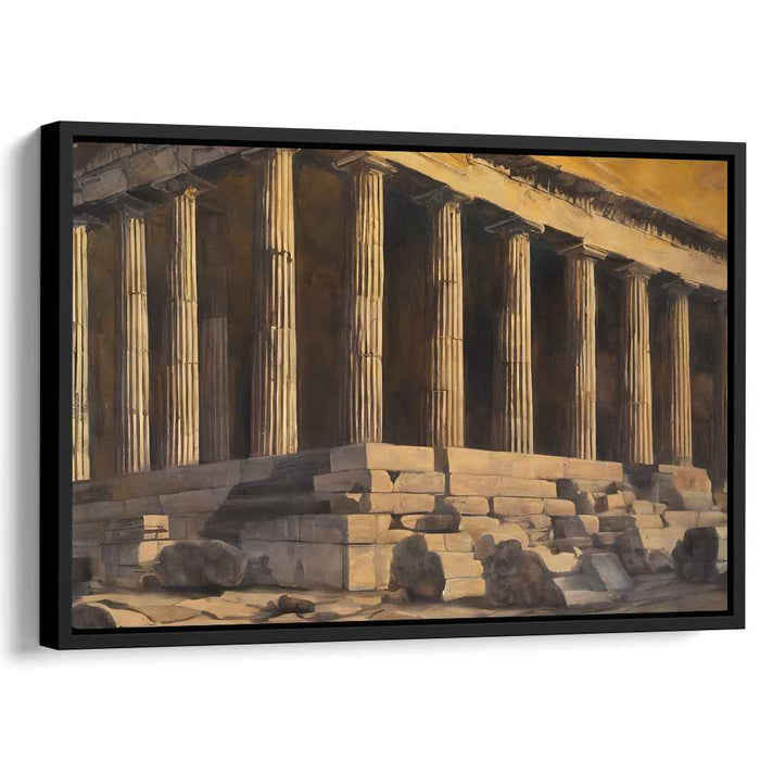 Echoes of Antiquity Cradle Sun: Classical Temple at Sunset Canvas Art Print