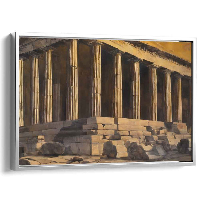 Echoes of Antiquity Cradle Sun: Classical Temple at Sunset Canvas Art Print