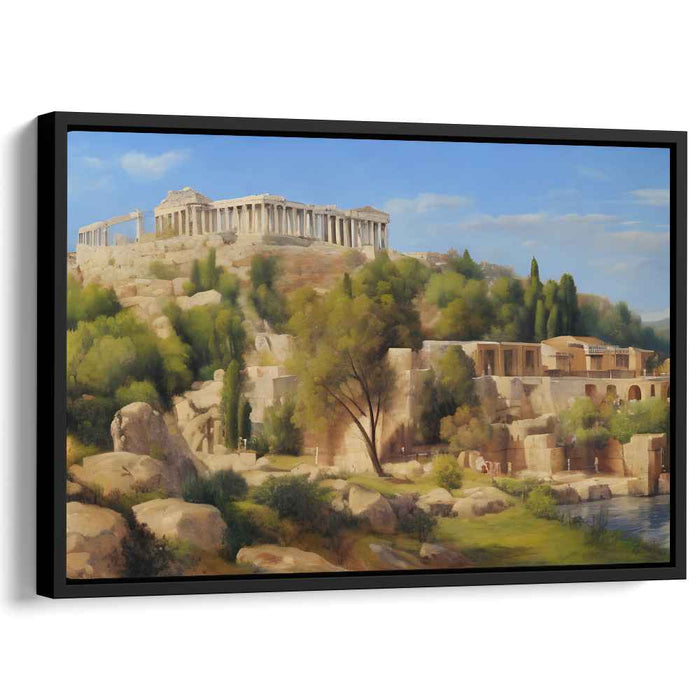 Sunlit Citadel Rise: The Acropolis of Athens in Golden Light Canvas Art