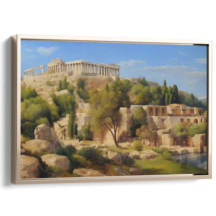 Sunlit Citadel Rise: The Acropolis of Athens in Golden Light Canvas Art
