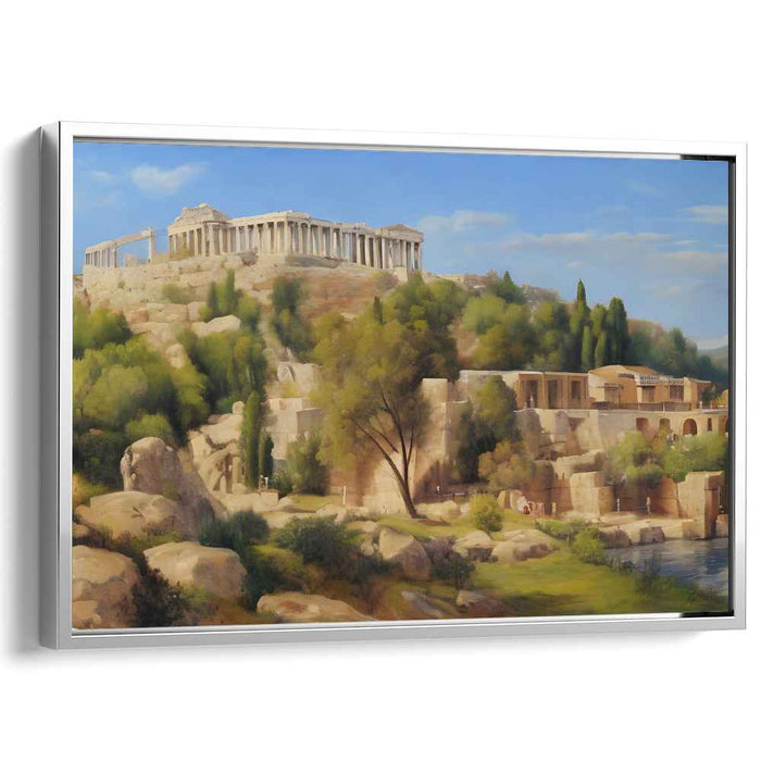 Sunlit Citadel Rise: The Acropolis of Athens in Golden Light Canvas Art