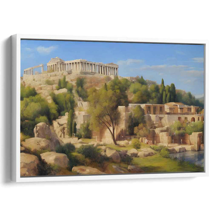 Sunlit Citadel Rise: The Acropolis of Athens in Golden Light Canvas Art
