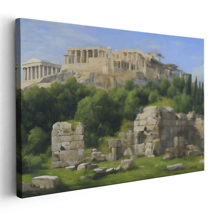 Ancient Wisdom Towering Above: The Acropolis of Athens Canvas Art Print