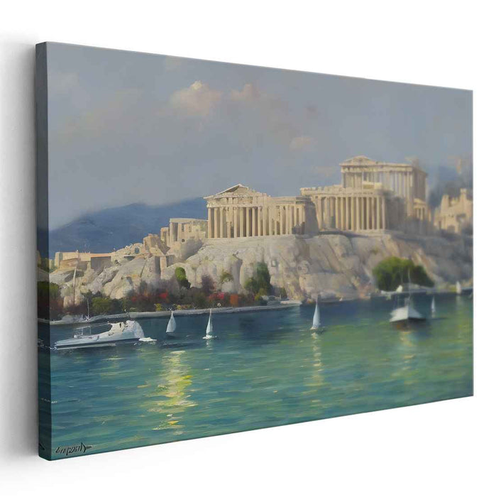 Ethereal Acropolis Reflections: Realistic Impression of the Acropolis Over Serene Waters