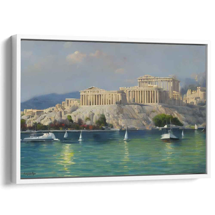 Ethereal Acropolis Reflections: Realistic Impression of the Acropolis Over Serene Waters