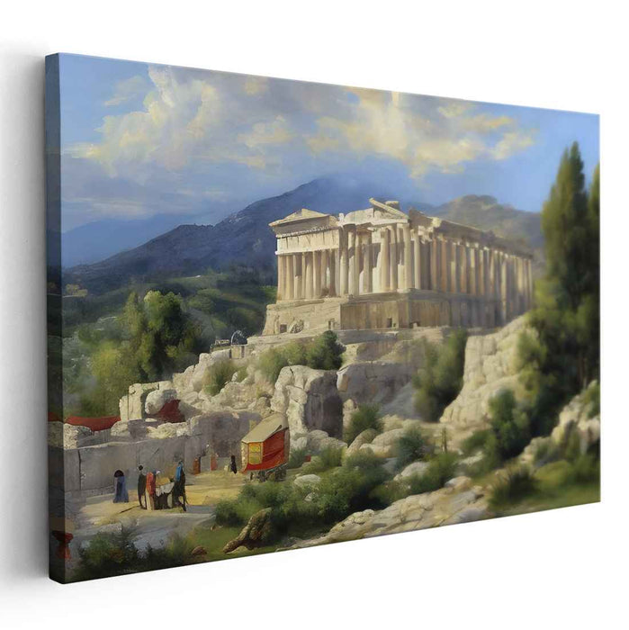 Eternal Glory Aglow: The Parthenon in Golden Light Canvas Art Print