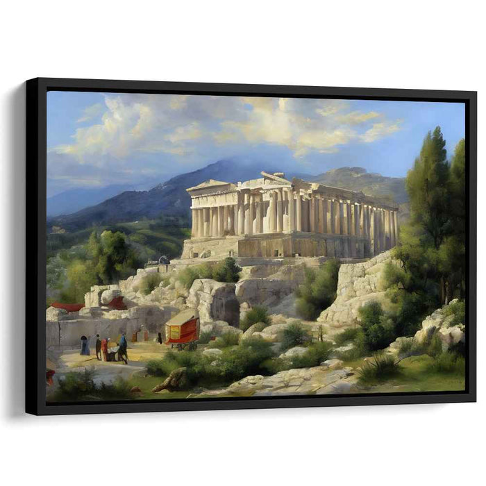 Eternal Glory Aglow: The Parthenon in Golden Light Canvas Art Print