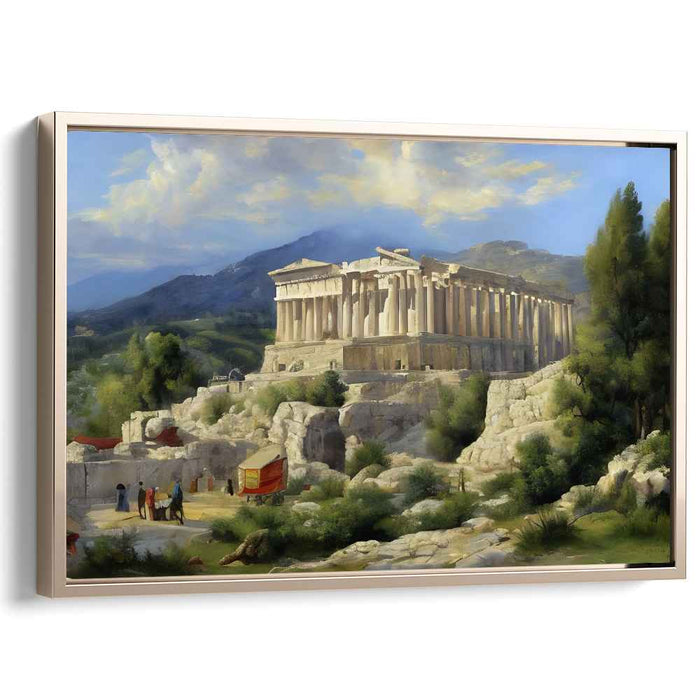 Eternal Glory Aglow: The Parthenon in Golden Light Canvas Art Print