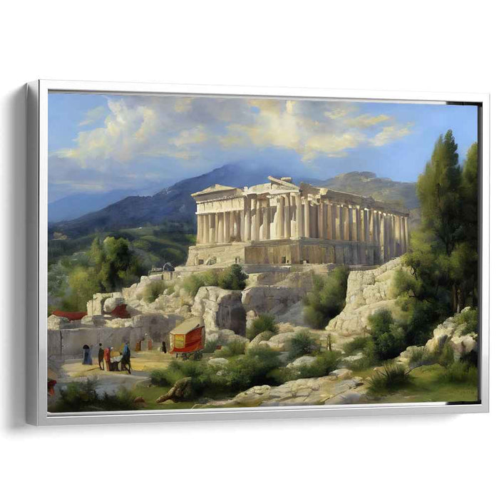Eternal Glory Aglow: The Parthenon in Golden Light Canvas Art Print