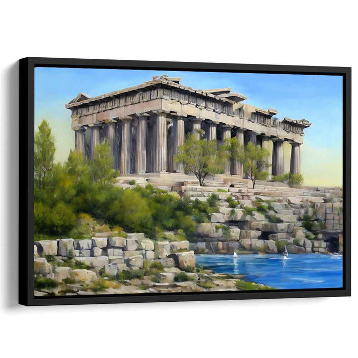 Nature's Parthenon Symphony: Majestic Parthenon Amid Nature's Splendor Canvas Art