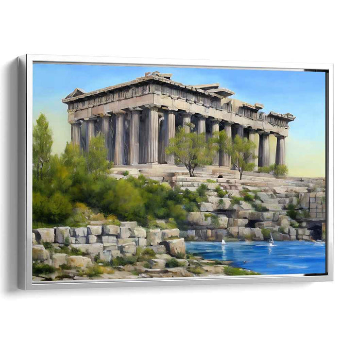 Nature's Parthenon Symphony: Majestic Parthenon Amid Nature's Splendor Canvas Art