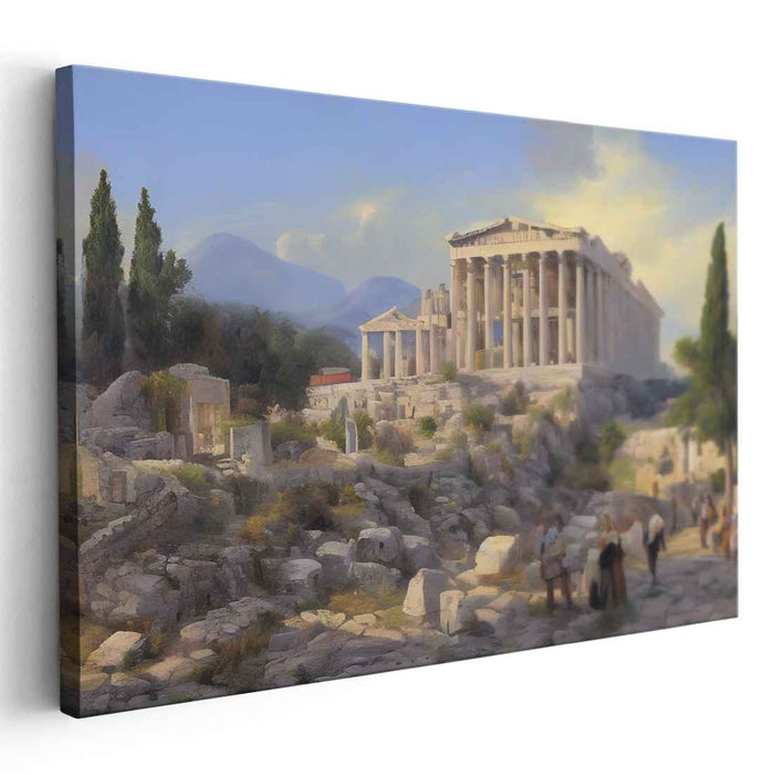 Echoes of Marble Dreamscapes: Classical Realism Canvas Art of Ancient Acropolis