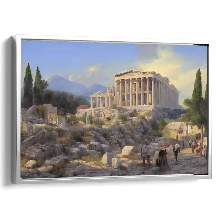 Echoes of Marble Dreamscapes: Classical Realism Canvas Art of Ancient Acropolis