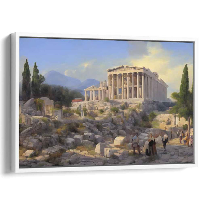 Echoes of Marble Dreamscapes: Classical Realism Canvas Art of Ancient Acropolis